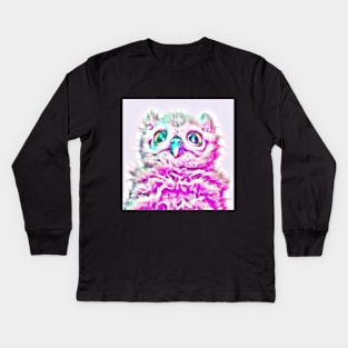 Pink baby owl cotton candy style Kids Long Sleeve T-Shirt